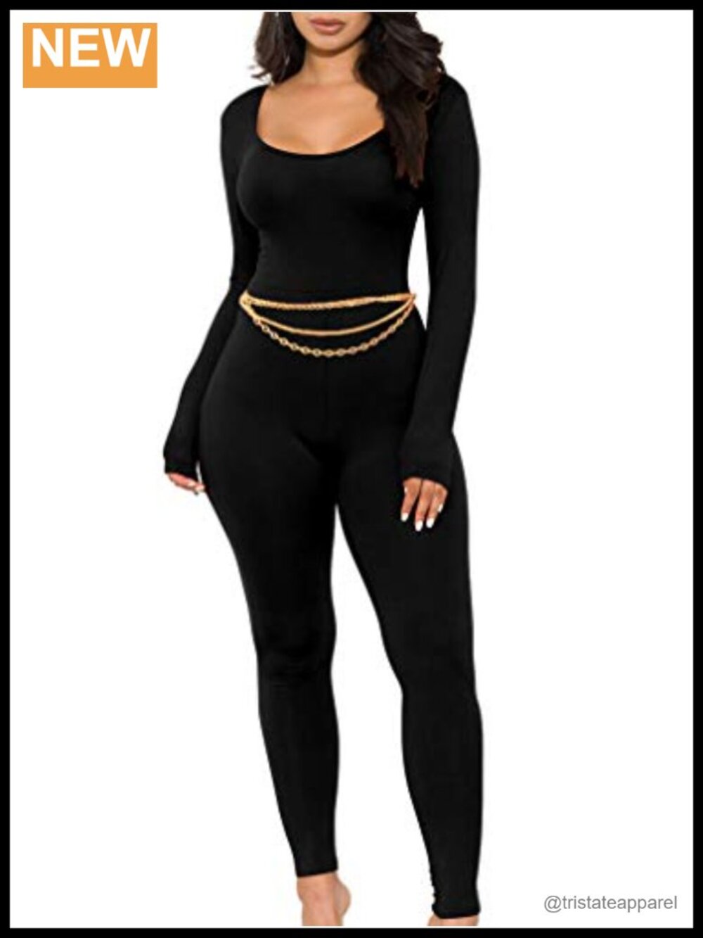 Women's Long Sleeve Scoop Neck Bodycon Jumpsuit Slim Fit One Piece Clubwear
